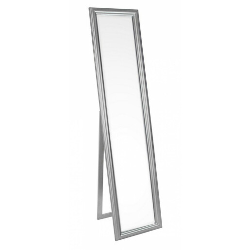 Oglinda decorativa de podea cu rama lemn argintie Sanzio 40x3x170 cm