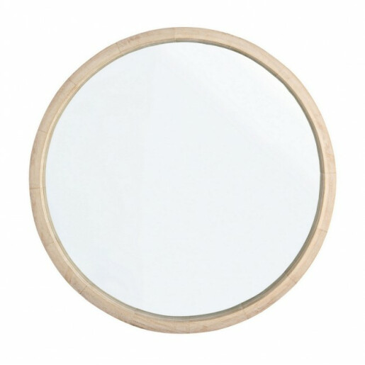 Oglinda rotunda decorativa perete cu rama lemn natur Tiziano 52x5 cm