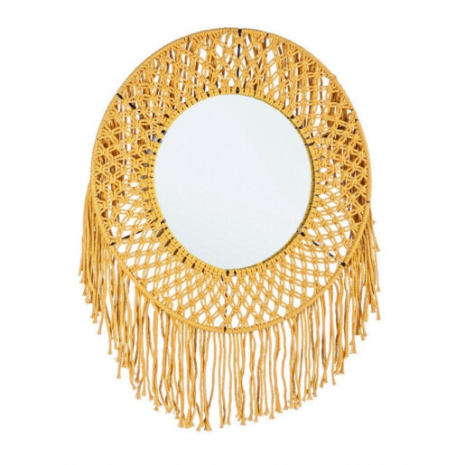 Oglinda de perete cu rama din bumbac galben Peruvian 50x2x50 cm