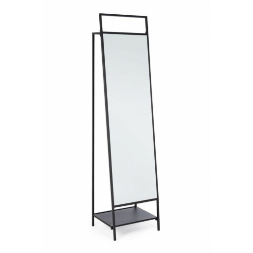 Oglinda de podea rama din fier negru cu suport de haine si incaltaminte Ekbal 46 cm x 39 cm x 181.5 h