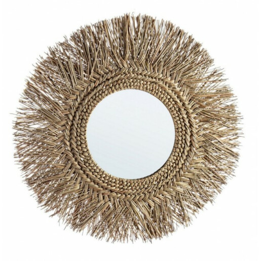 Oglinda decorativa de perete cu rama bambus natur Ilusion 73x2 cm