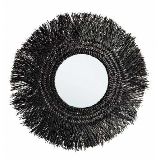 Oglinda decorativa de perete cu rama bambus negru Ilusion 73x2 cm