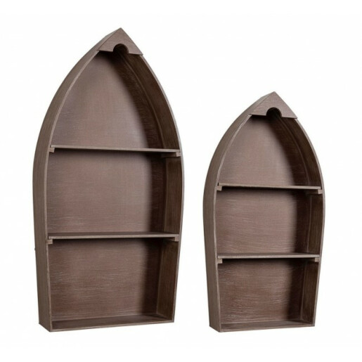 Set 2 rafturi de perete din mdf maro Boat 49 cm x 13 cm x 96.5 h