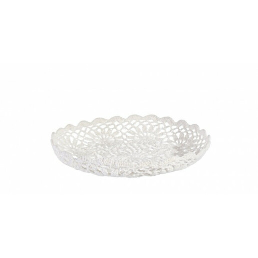 Set 6 cosuri bumbac crosetat alb 26x4 cm