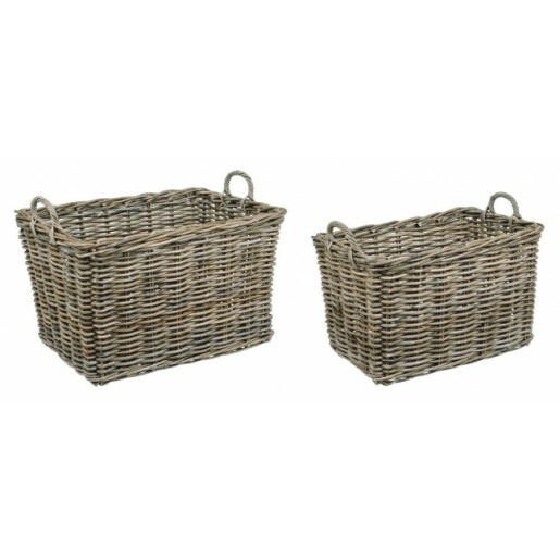 Set 2 cosuri depozitare rattan maro Narra 58x38x37 cm, 65x45x40 cm