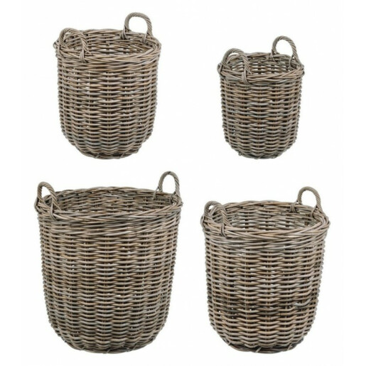 Set 4 cosuri depozitare din rattan maro Narra  ø 53 cm x 52 h