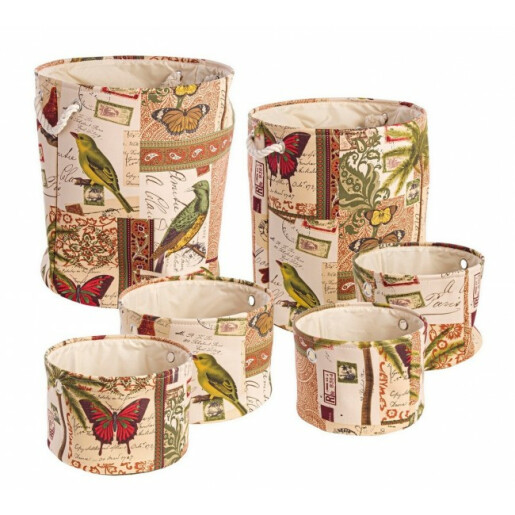 Set 6 cosuri depozitare din textil Botanic Ø 42 cm x 48 h