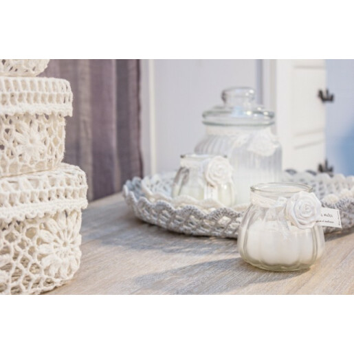 Set 6 cosuri bumbac crosetat alb 26x4 cm