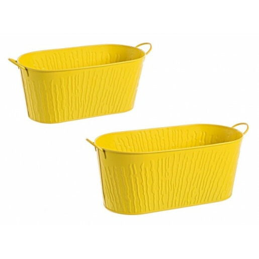 Set 8 ghivece flori zinc galben 37x16x14.5 cm,33x14.5x13.5 cm