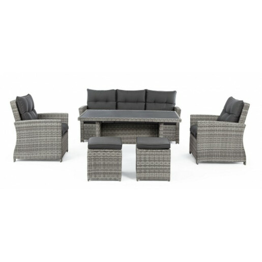 Mobilier gradina 6 piese rattan artificial gri Ariel 186.5x76x89 cm