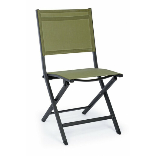 Scaun pliabil cu spatar din fier negru cu sezut verde Elin 47 cm x 57  cm x 88 h 