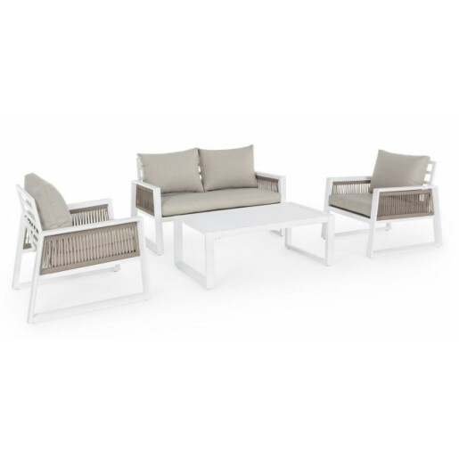 Set mobilier gradina alb bej Captiva 130x78x74.5 cm