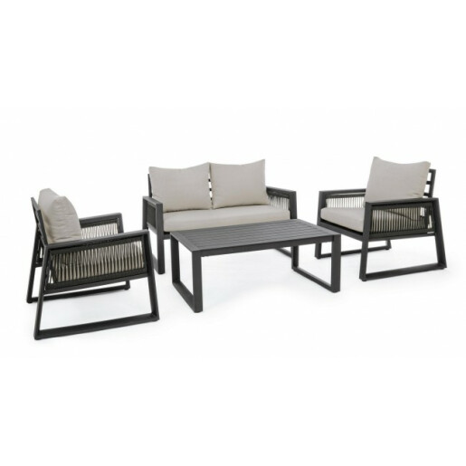 Set mobilier gradina gri antracit bej Captiva 130x78x74.5 cm