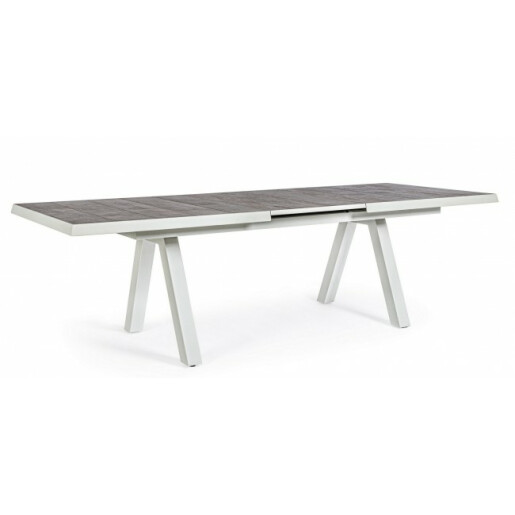 Masa extensibila aluminiu alb ceramica gri Kryon 265x103x78 cm