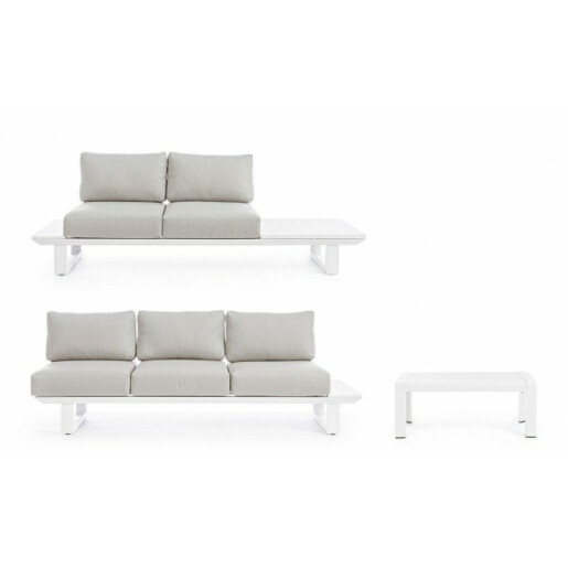 Set mobilier gradina alb bej Konnor 211x73.4x80 cm