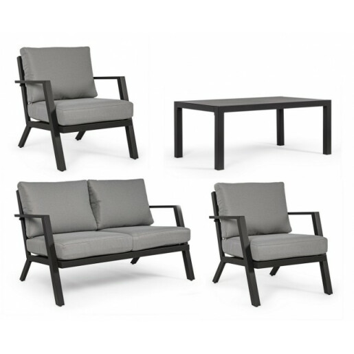 Set mobilier gradina 4 piese gri Harley 127x81.5x76 cm