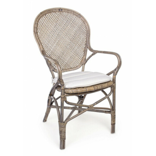 Scaun cu spatar din rattan natur Edelina 55 cm x 62 cm x  96 h  x 47 h