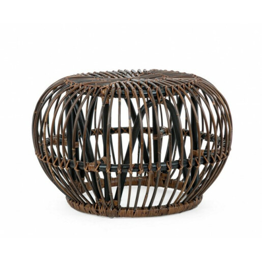 Masuta cafea rattan maro negru Doradal Ø 65 cm x 44 cm