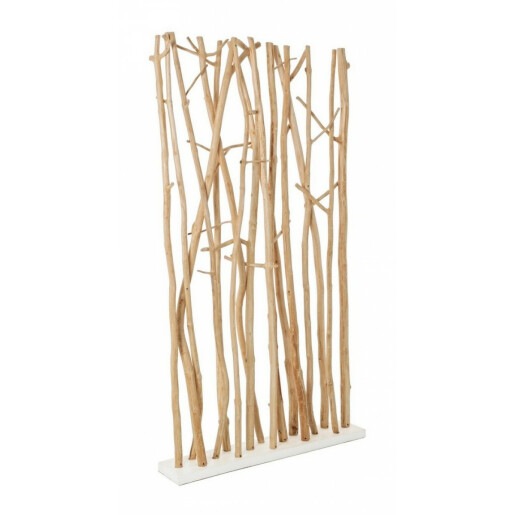 Paravan din lemn natur si alb Aili 100 cm x 18.5 cm x 180 h