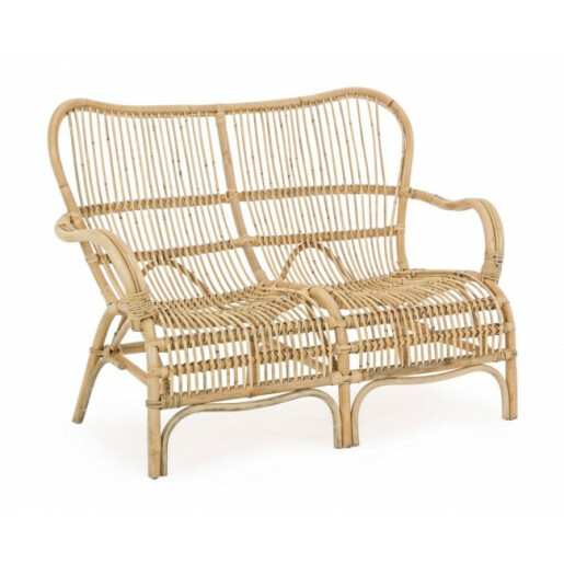 Canapea 2 locuri din rattan natur Clarita 119 cm x 83 cm x 87 h x 37 h1 x 57.5 h2 