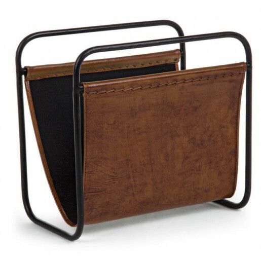Suport reviste fier piele naturala Charleston 39x24x37 cm