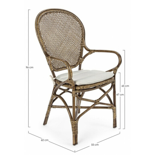 Set 2 scaune rattan maro Edelina 55x62x96 cm
