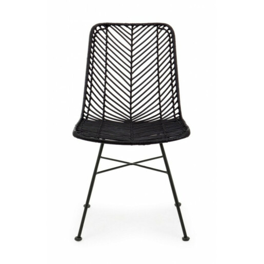 Set 2 scaune fier rattan negru Lorena 50x64x89 cm