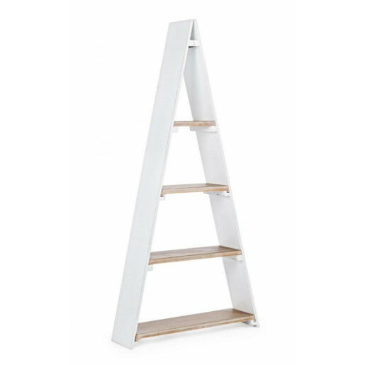 Raft de perete cu 4 polite din mdf alb si maro Maison 65 cm x 17  cm x 137 h