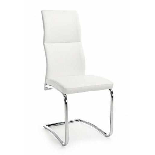 Scaun cu cadru din crom argintiu si tapiterie piele ecologica alba Thelma 44 cm x 58 cm x 104 cm x 47 h1 
