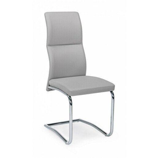 Scaun cu spatar din piele ecologica gri argintiu Thelma 44 cm x 58 cm x 104 h x 47 h