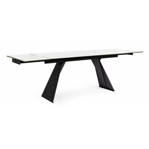 Masa extensibila cu picioare din fier negru si ceramica sticla Blazar 160/240 cm x 90 cm x 76 h