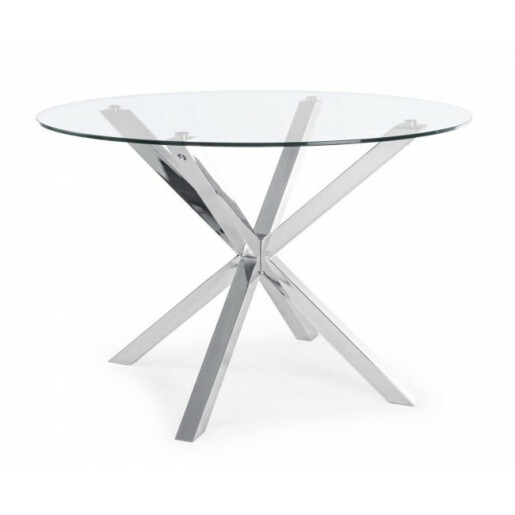 Masa rotunda cu picioare inox si blat sticla May Ø 114 cm x 76 h