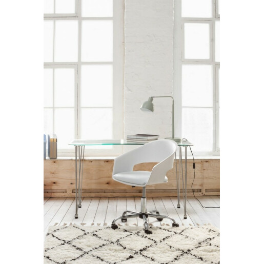 Birou Rondo blat sticla transparenta picioare crom 120x60x74 cm