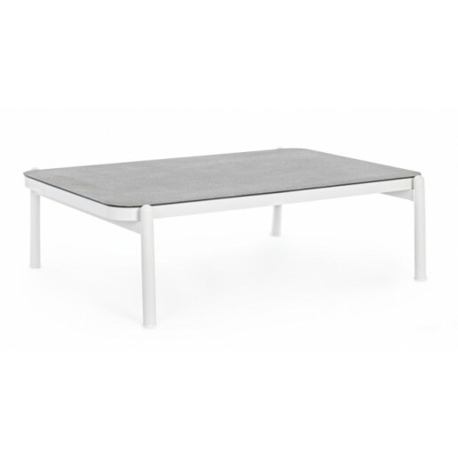Masuta de cafea din fier alb cu blat din ceramica gri Florencia 120 cm x 75 cm x 36 h