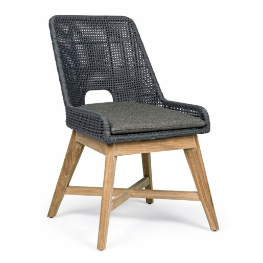 Set 2 scaune lemn maro textil gri Hesperia 50x68x86 cm