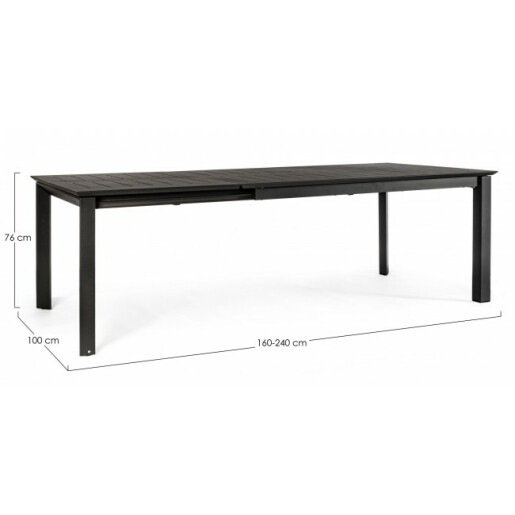 Masa extensibila aluminiu gri antracit Konnor 160/240x100x76 cm