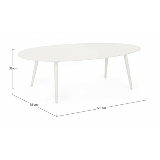 Masuta aluminiu alb Ridley 120x75x36 cm