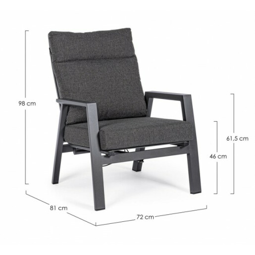 Set 2 fotolii recliner gri antracit Kledi 72x81x98 cm