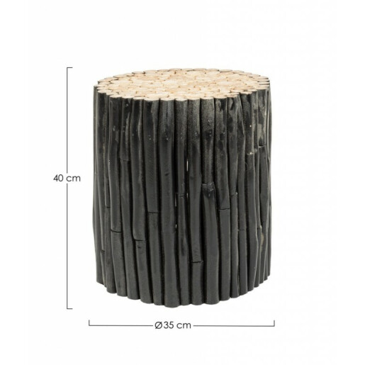Masuta cafea lemn negru Guadalupe Ø 35 cm x 40 h