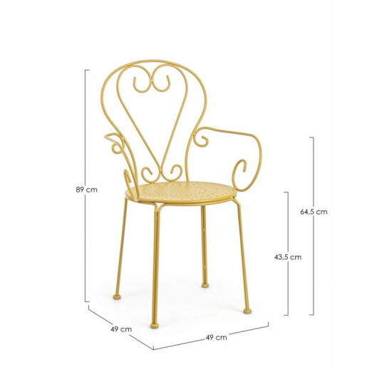 Set 4 scaune gradina otel galben ocru Etienne 49x49x89 cm