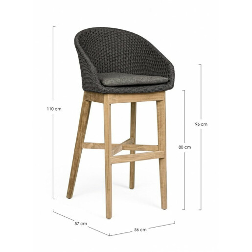 Set 2 scaune bar lemn maro textil gri Coachella 56x57x110 cm