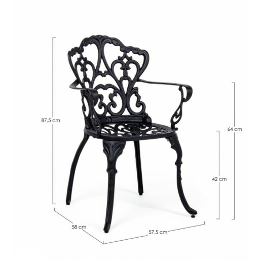 Set 2 scaune gradina aluminiu gri antracit Victoria 57.5x58x87.5 cm
