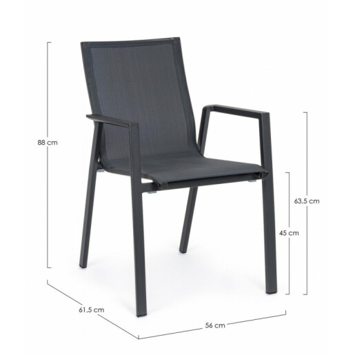 Set 24 scaune gradina gri antracit Krion 56x61.5x88 cm