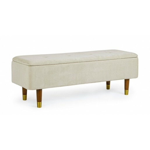 Banca tapiterie velur crem Kira 120x42x42 cm