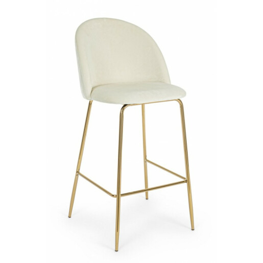 Set 2 scaune bar catifea alb Carry 51x55x105 cm