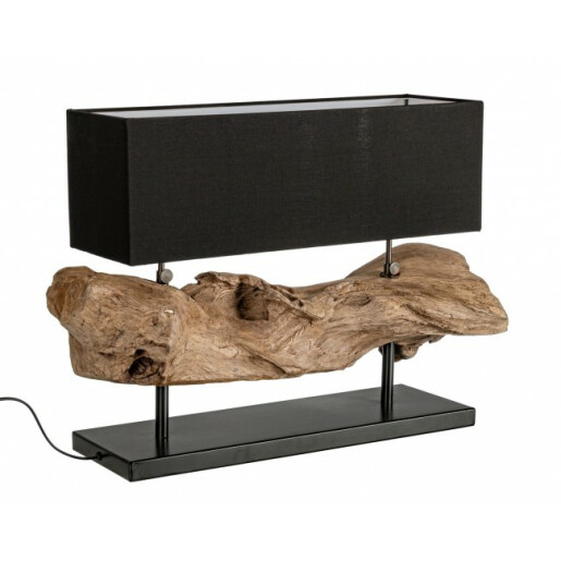 Veioza lemn natur abajur negru Kleta 75x25x55 cm