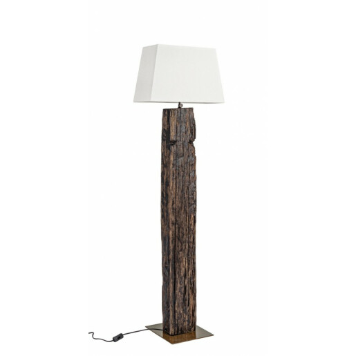 Lampadar lemn maro bumbac alb Ottone 45x30x155 cm