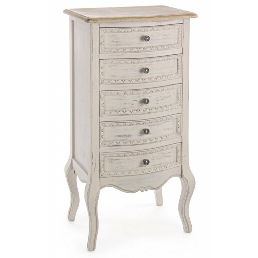Comoda 5 sertare din lemn bej Clarisse 48 cm x 35 cm x 100 h