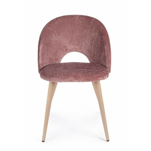 Set 4 scaune catifea roz Linzey 53x60x82 cm