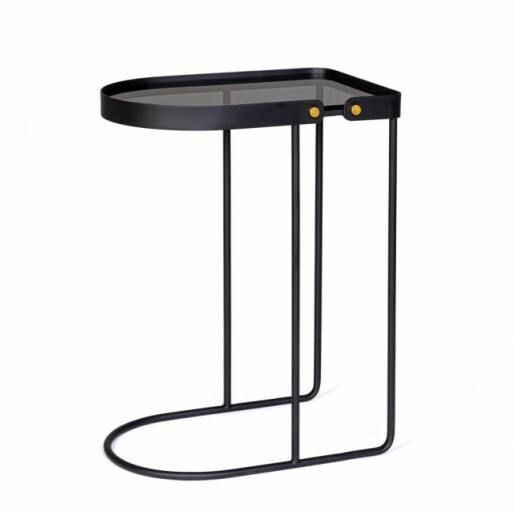 Masuta cafea otel sticla neagra Zeina 47x31x63 cm